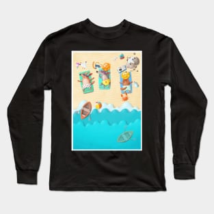 Cute dog friends on beach for their vacation. Long Sleeve T-Shirt